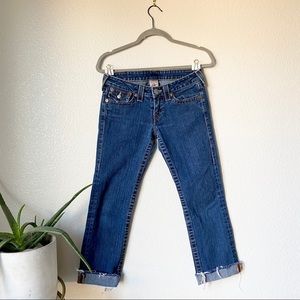 True Religion Skinny Raw Hem Crop Capri Jeans